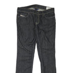 DIESEL Womens Regular Fit Straight Denim Dark Blue W32 L30 Cotton Blend Zip