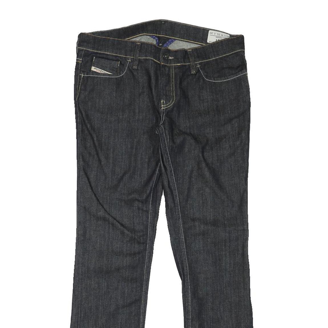 DIESEL Womens Regular Fit Straight Denim Dark Blue W32 L30 Cotton Blend Zip