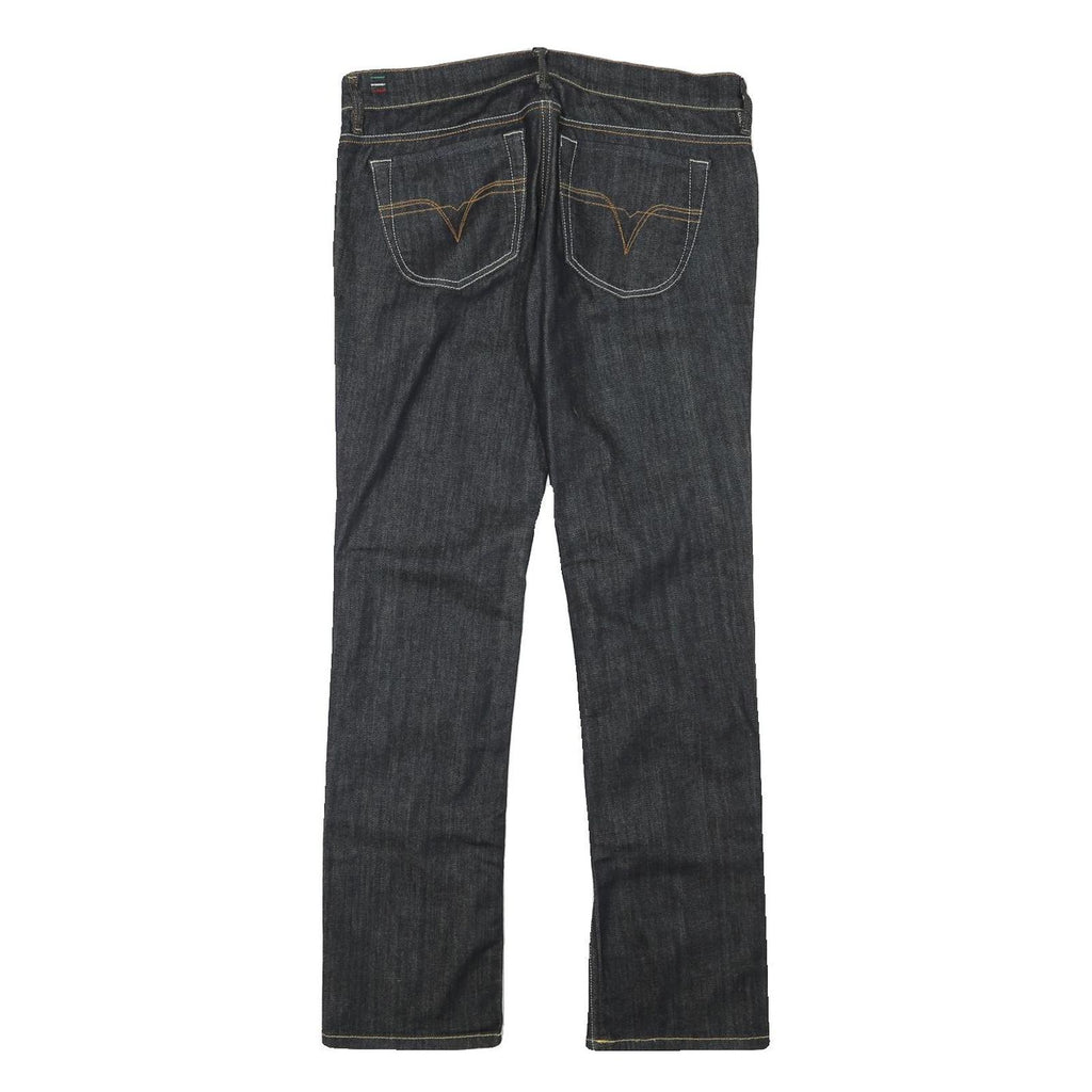 DIESEL Womens Regular Fit Straight Denim Dark Blue W32 L30 Cotton Blend Zip