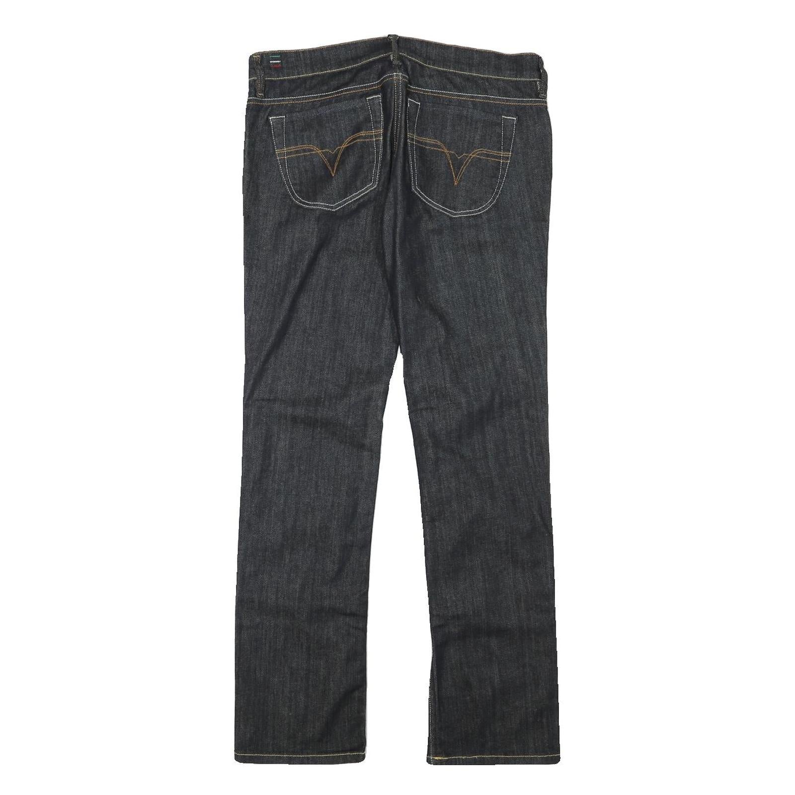 DIESEL Womens Regular Fit Straight Denim Dark Blue W32 L30 Cotton Blend Zip