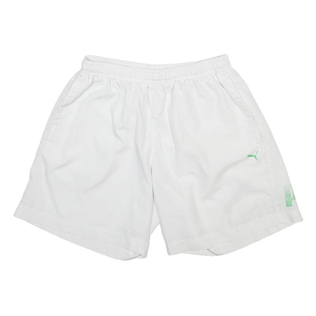 PUMA Mens White Fitness Activewear Shorts L W26 Polyester Lightweight