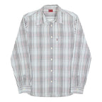 LEVI'S Mens White & Pink Checked Cotton Blend Shirt L Long Sleeve Casual