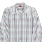 LEVI'S Mens White & Pink Checked Cotton Blend Shirt L Long Sleeve Casual