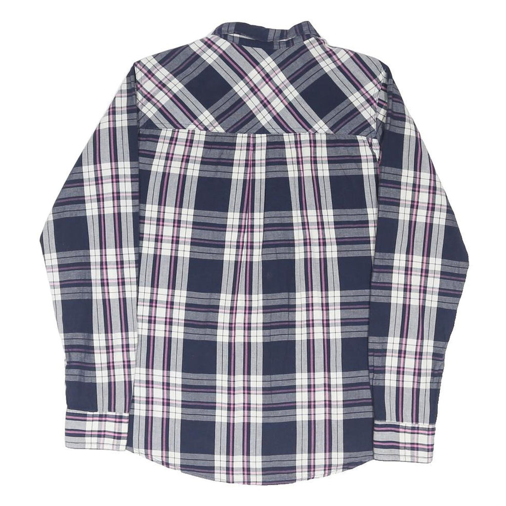 LEE COOPER Womens Blue & Pink Checked Shirt UK 12 Cotton Blend Long Sleeve