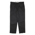 DICKIES Mens Black Regular Fit Straight Leg Cotton Blend Trousers W38 L32 Zip