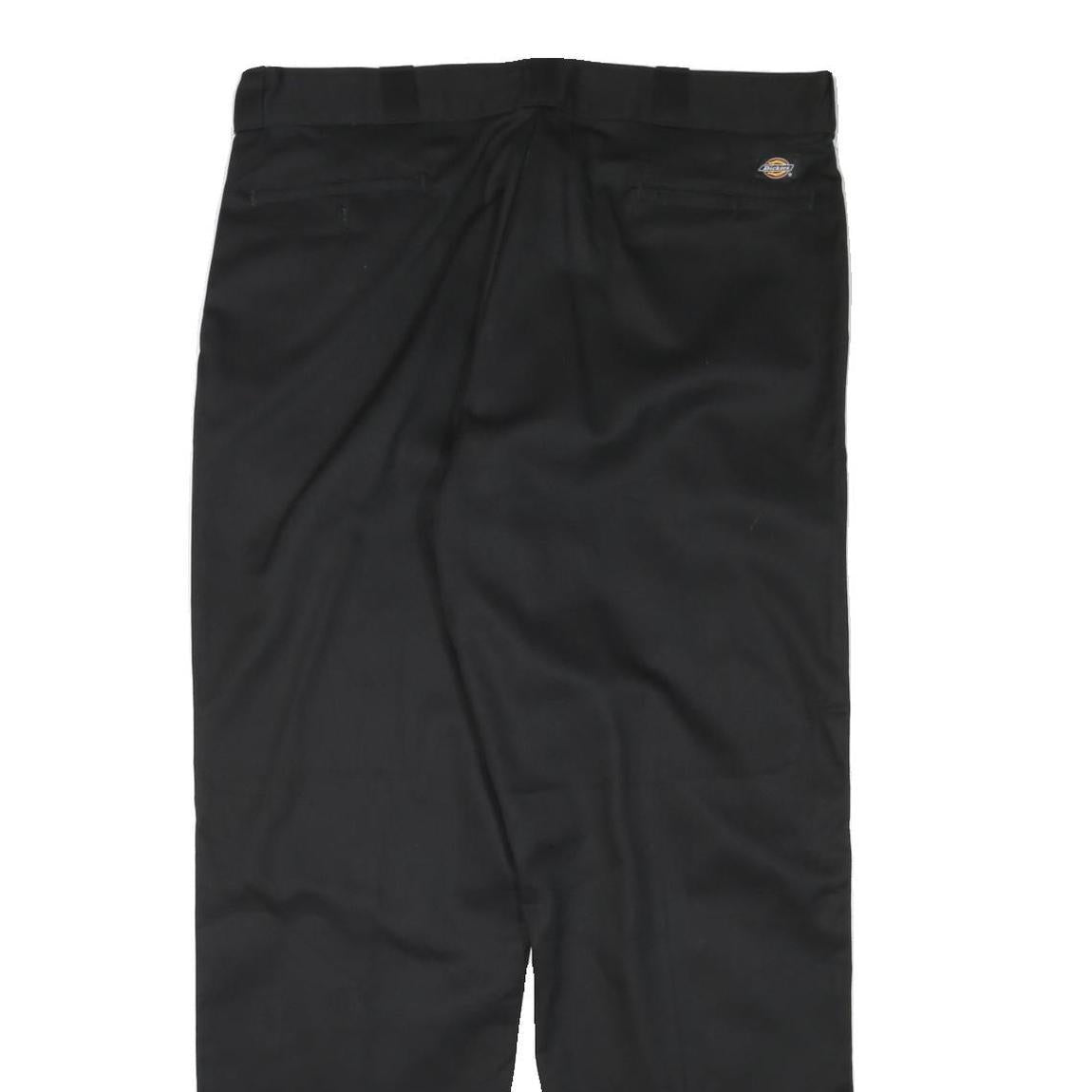 DICKIES Mens Black Regular Fit Straight Leg Cotton Blend Trousers W38 L32 Zip