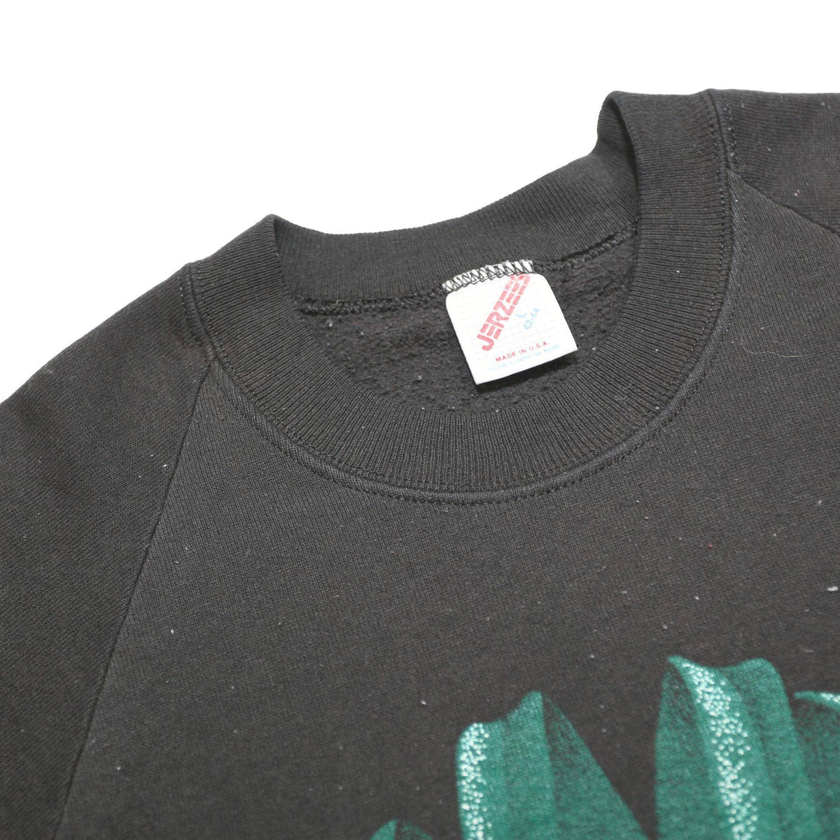 JERZEES Womens Black Sweatshirt L Cotton Blend Crew Neck Pullover Printed