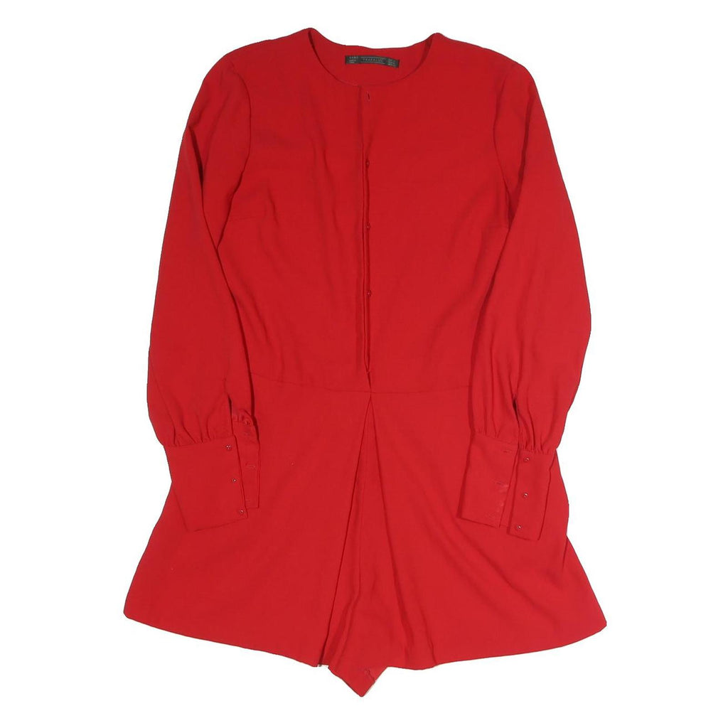 ZARA Womens Red Playsuit Polyester Blend Long Sleeve M Stylish Lightweight