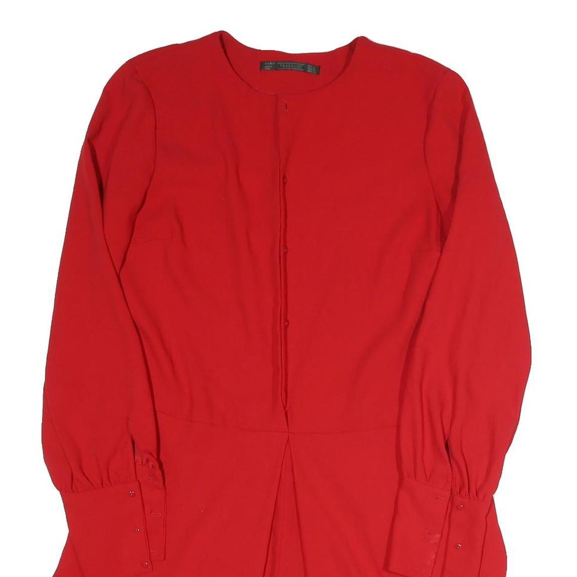 ZARA Womens Red Playsuit Polyester Blend Long Sleeve M Stylish Lightweight