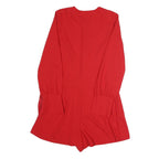 ZARA Womens Red Playsuit Polyester Blend Long Sleeve M Stylish Lightweight