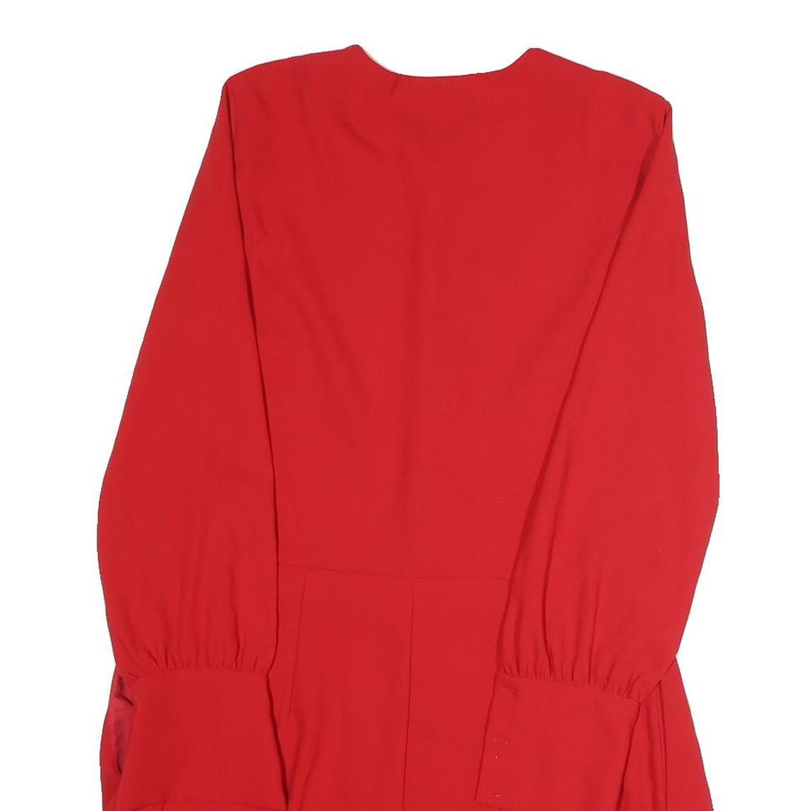 ZARA Womens Red Playsuit Polyester Blend Long Sleeve M Stylish Lightweight