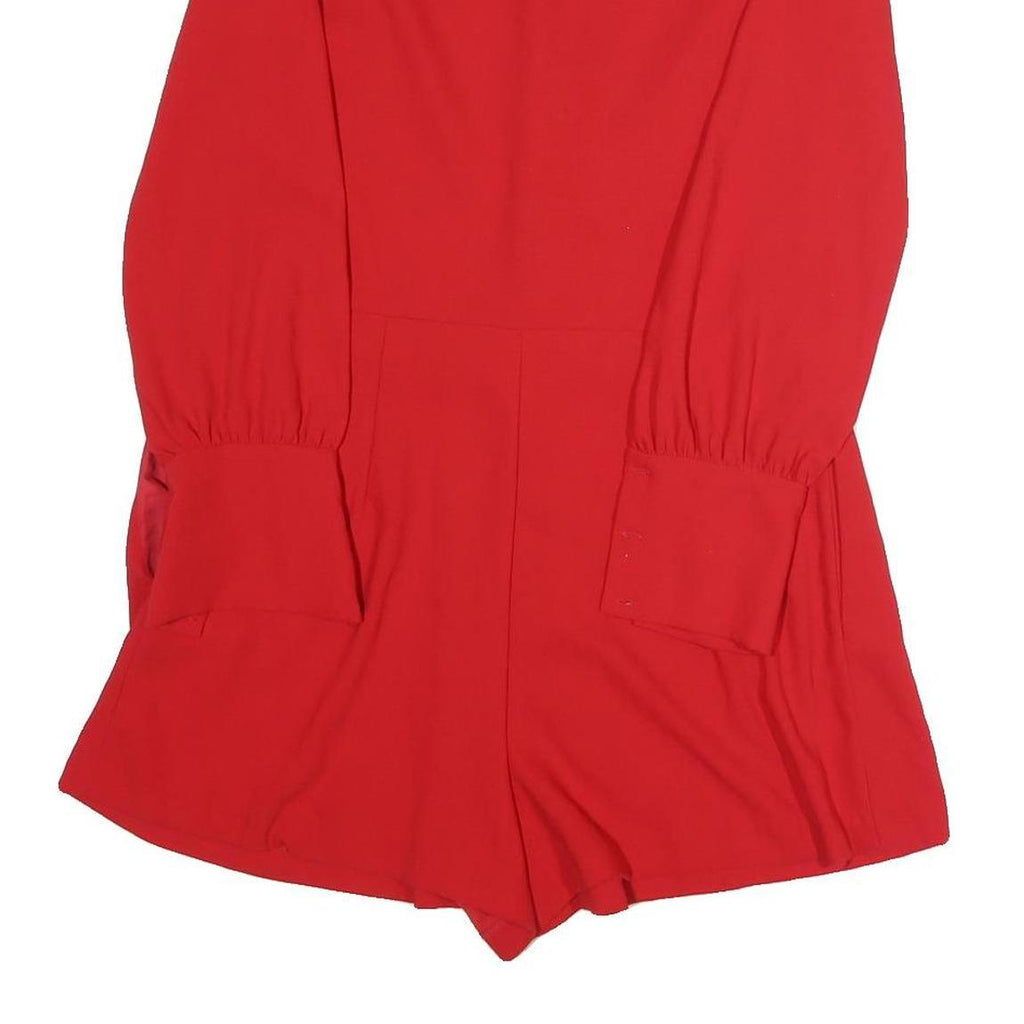 ZARA Womens Red Playsuit Polyester Blend Long Sleeve M Stylish Lightweight