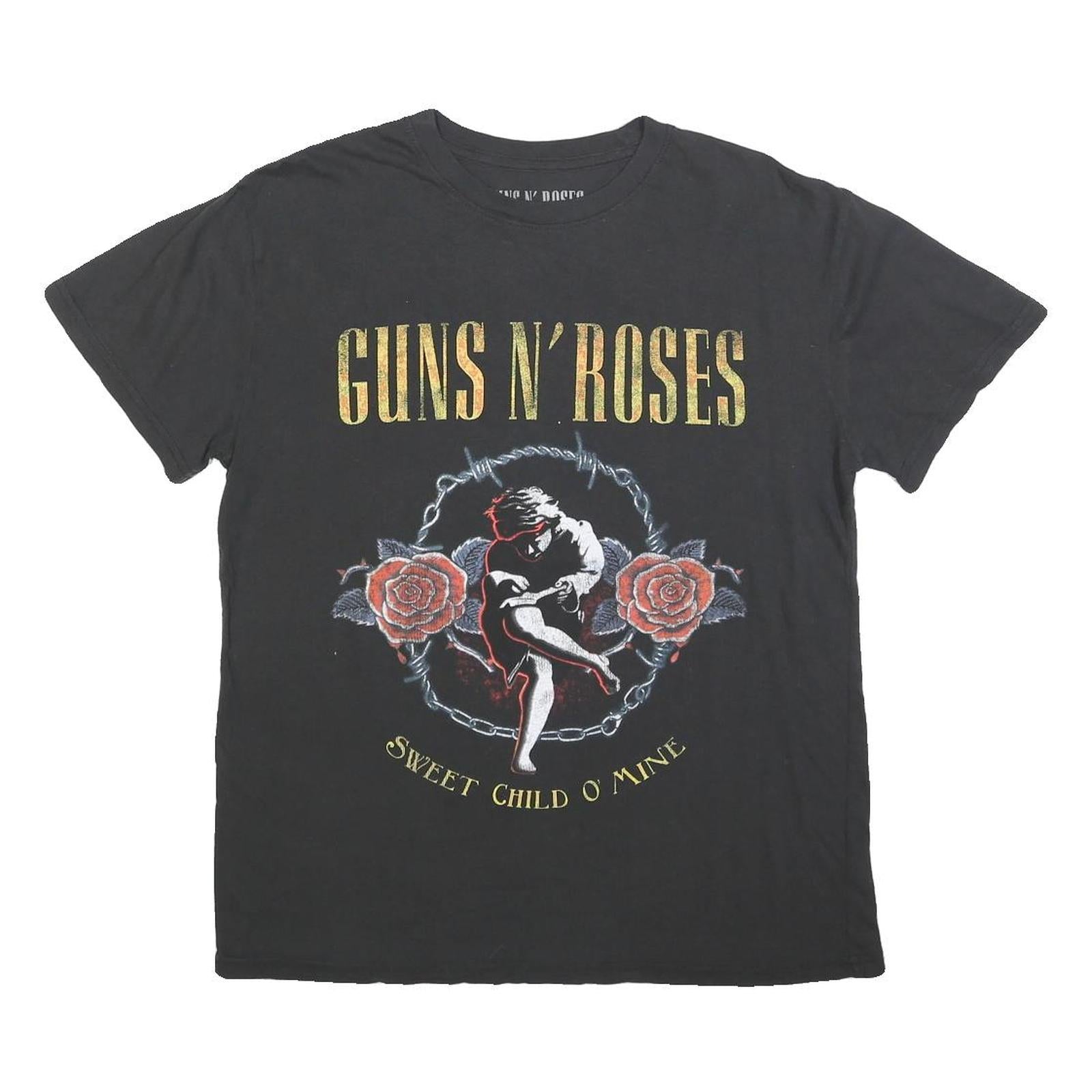 GUNS N ROSES Womens Black Graphic T-Shirt L Short Sleeve Crew Neck Sweet Child O