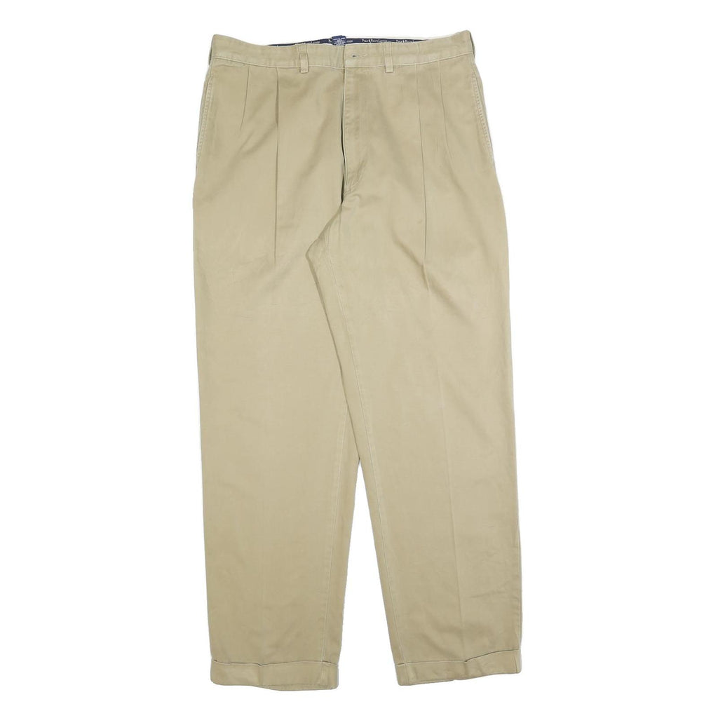 POLO RALPH LAUREN Mens Cotton Blend Beige Regular Fit Straight Trousers W36 L32
