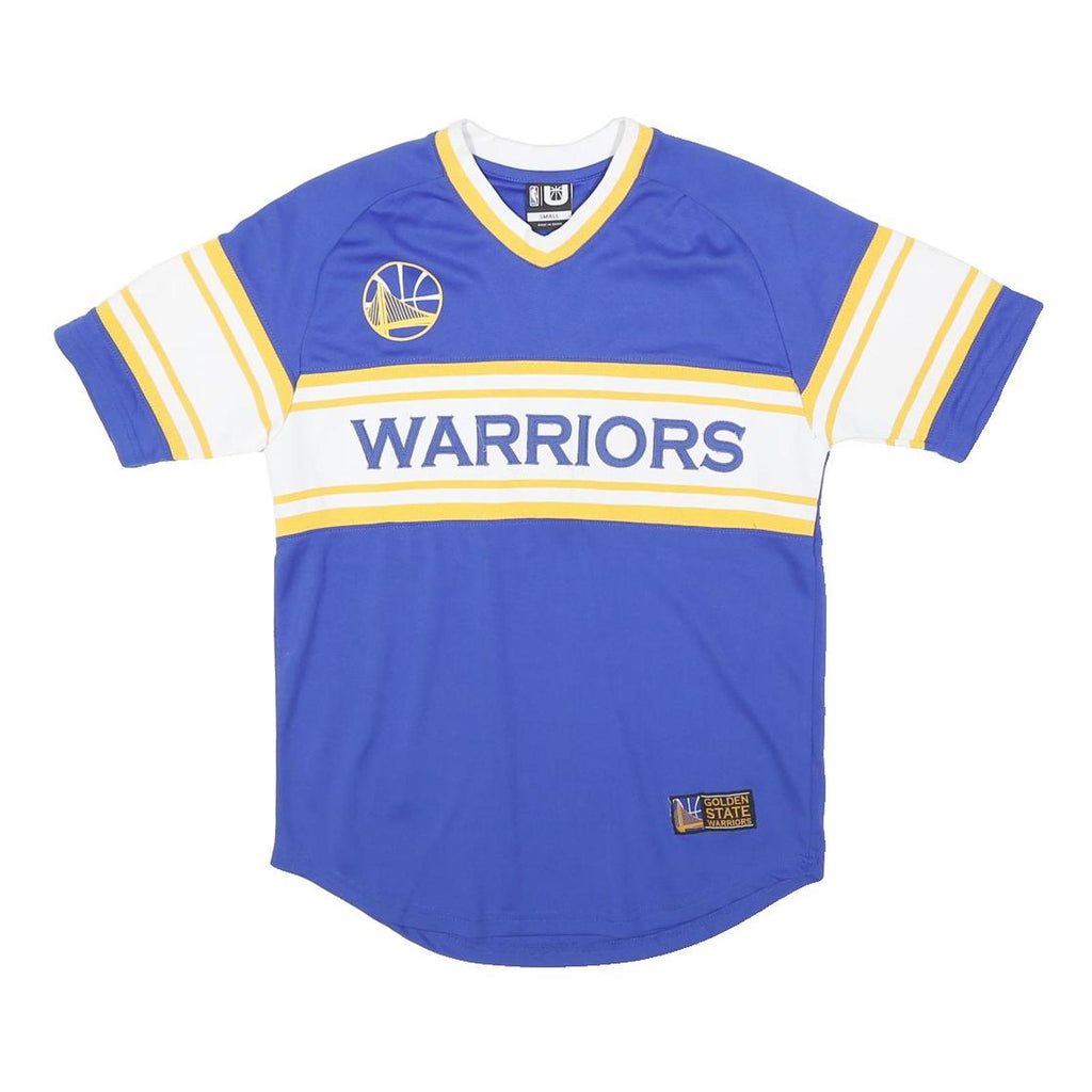 NBA Mens Blue & White Warriors Graphic T-Shirt S Short Sleeve V-Neck