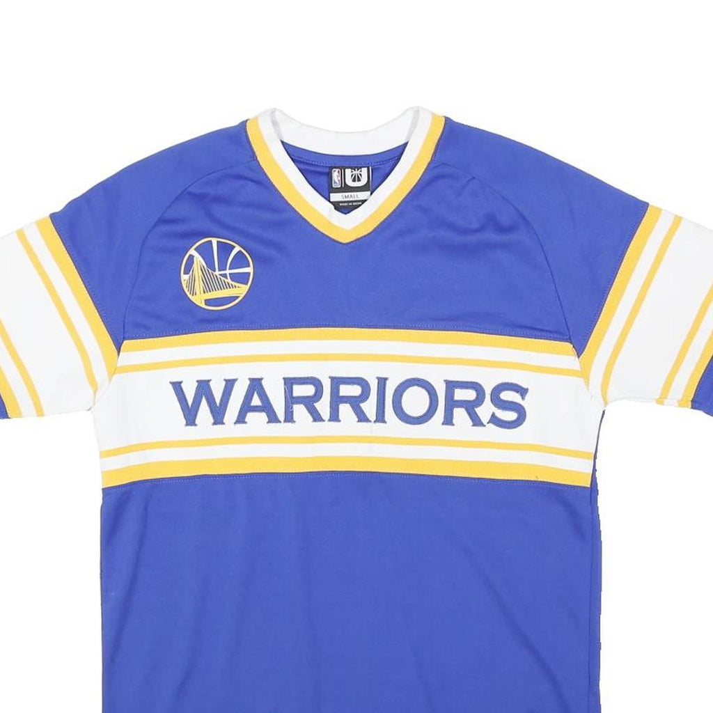 NBA Mens Blue & White Warriors Graphic T-Shirt S Short Sleeve V-Neck