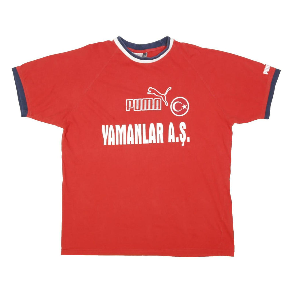 PUMA Mens Red Navy & White Graphic T-Shirt XL Short Sleeve Crew Neck Puma Logo