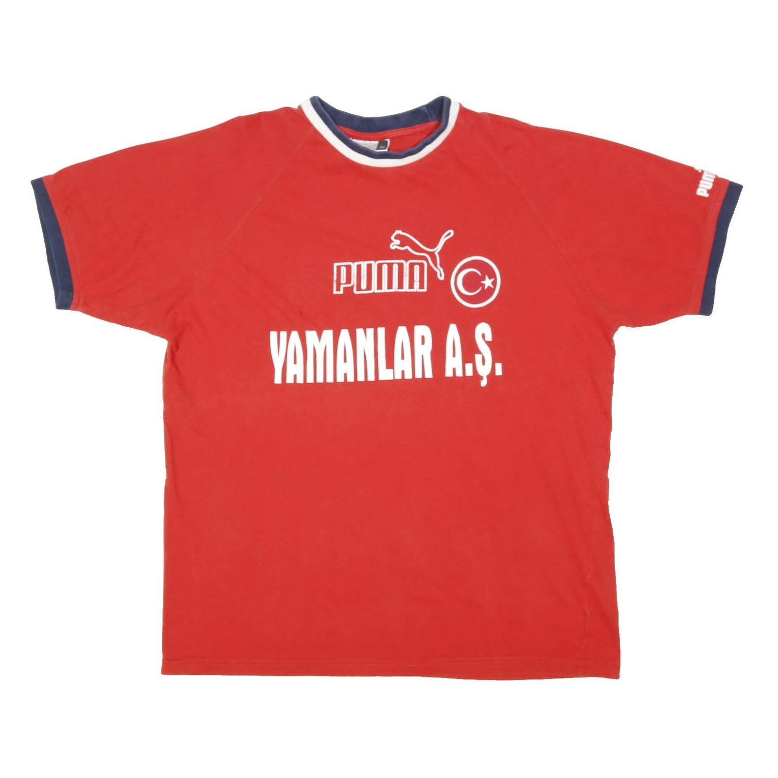 PUMA Mens Red Navy & White Graphic T-Shirt XL Short Sleeve Crew Neck Puma Logo