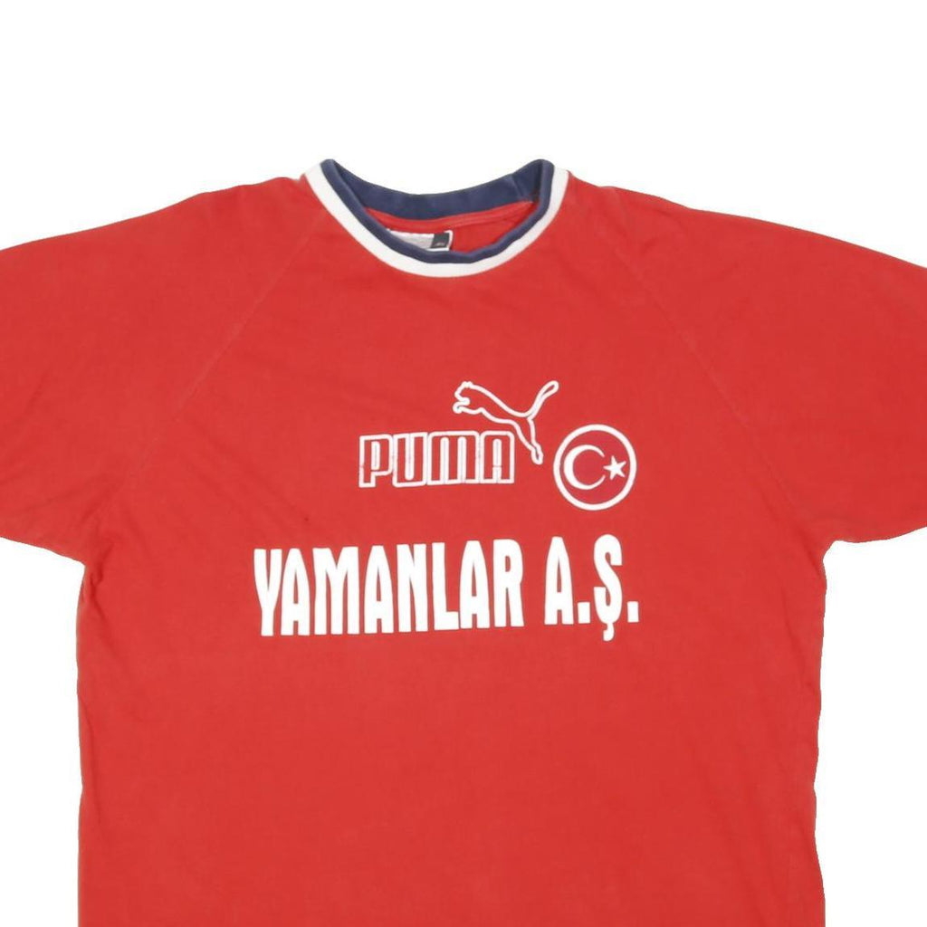 PUMA Mens Red Navy & White Graphic T-Shirt XL Short Sleeve Crew Neck Puma Logo