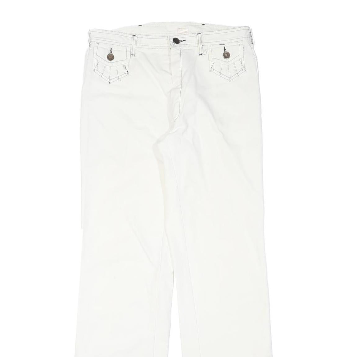 Womens White Regular Fit Straight Leg Denim Jeans W28 L31 Stylish Print Pocket