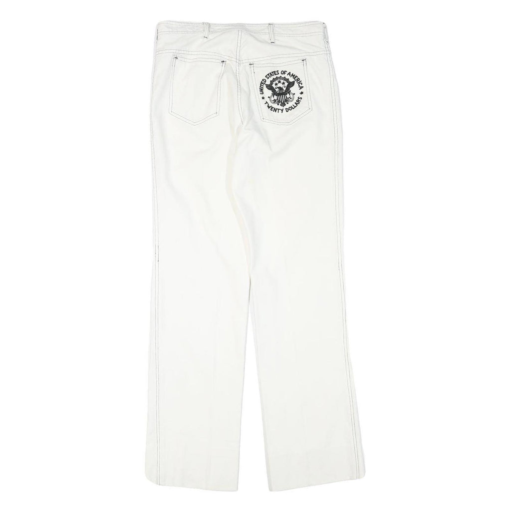 Womens White Regular Fit Straight Leg Denim Jeans W28 L31 Stylish Print Pocket