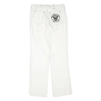 Womens White Regular Fit Straight Leg Denim Jeans W28 L31 Stylish Print Pocket