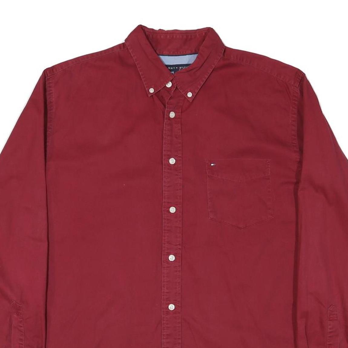 WRANGLER Mens Red Long Sleeve Cotton Blend Shirt L Button Down Casual