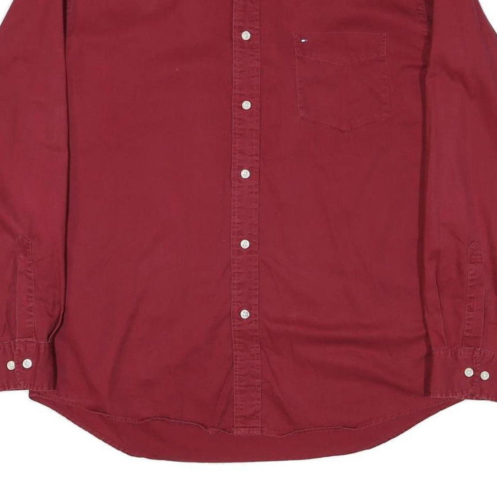 WRANGLER Mens Red Long Sleeve Cotton Blend Shirt L Button Down Casual