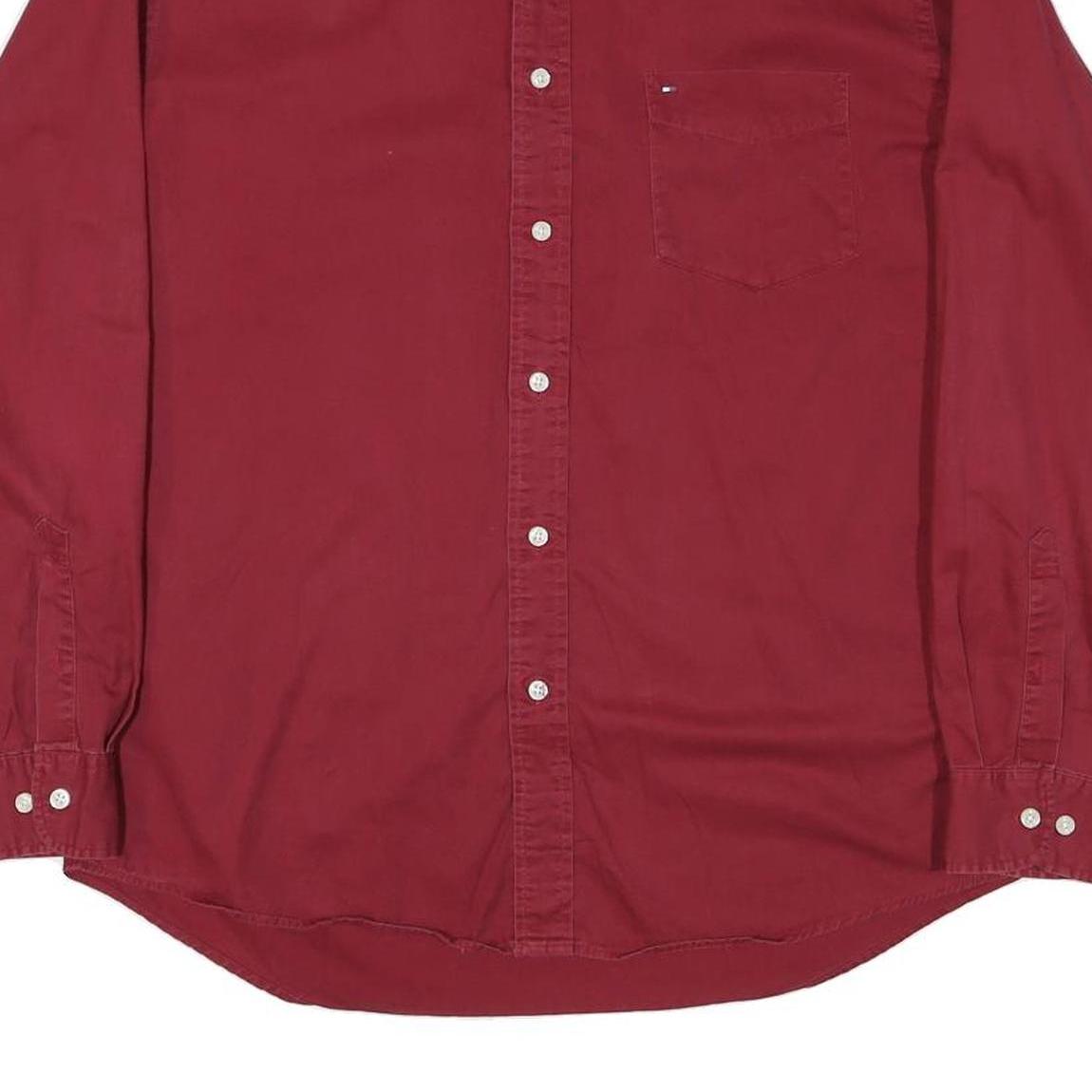 WRANGLER Mens Red Long Sleeve Cotton Blend Shirt L Button Down Casual