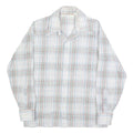 Mens White & Green Check Casual Shirt L Cotton Blend Long Sleeve Button Closure