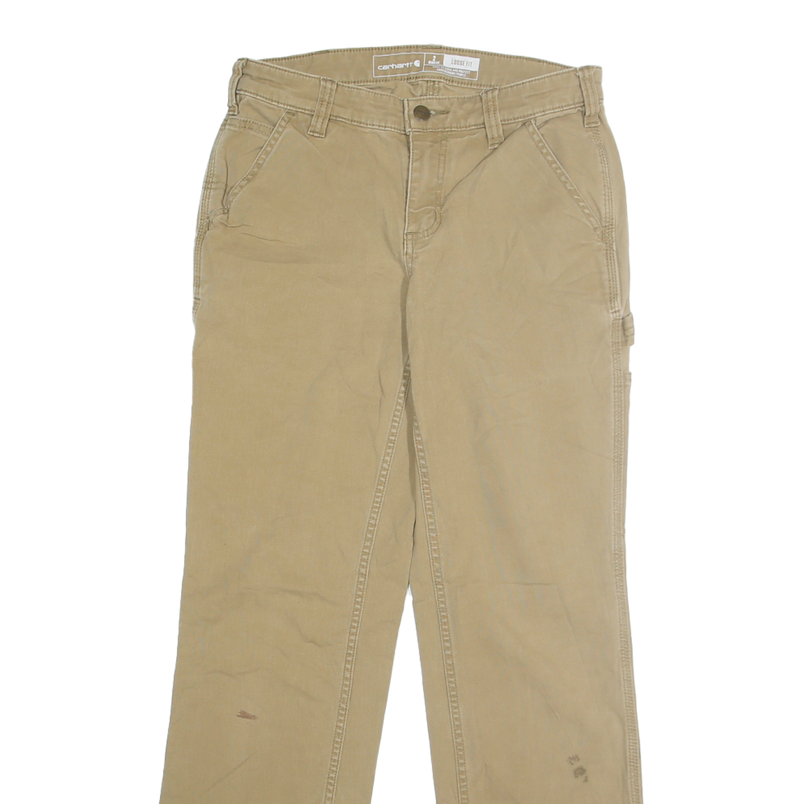 CARHARTT Womens Cotton Blend Beige Loose Fit Straight Leg Trousers W28 L30