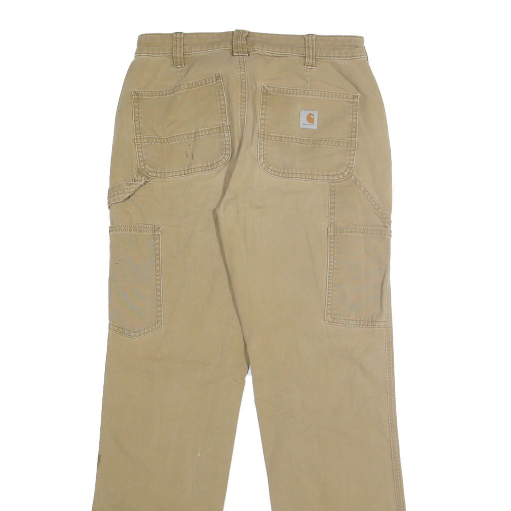 CARHARTT Womens Cotton Blend Beige Loose Fit Straight Leg Trousers W28 L30