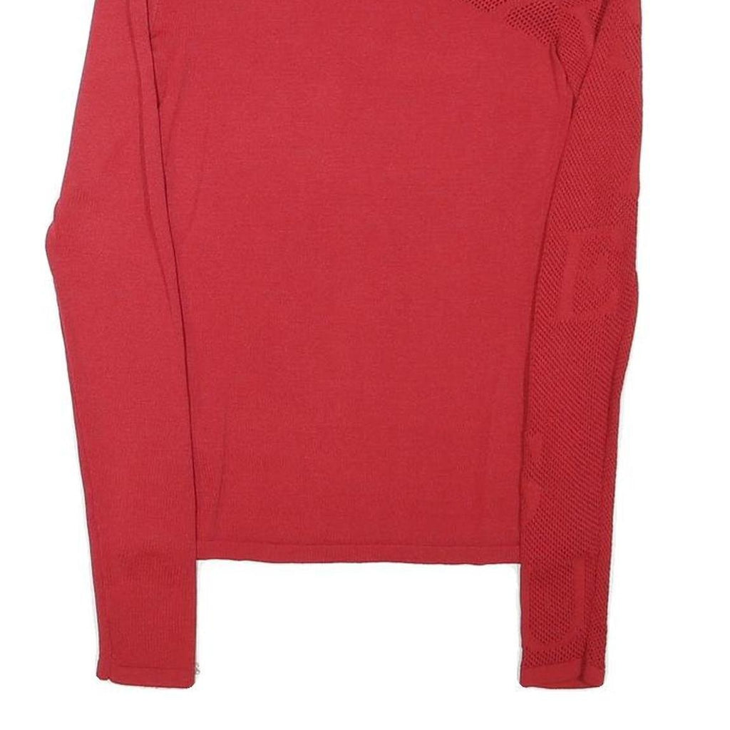 GUESS Womens Red Patterned Jumper Round Neck Basic Knit XS Stylish Cotton Blend