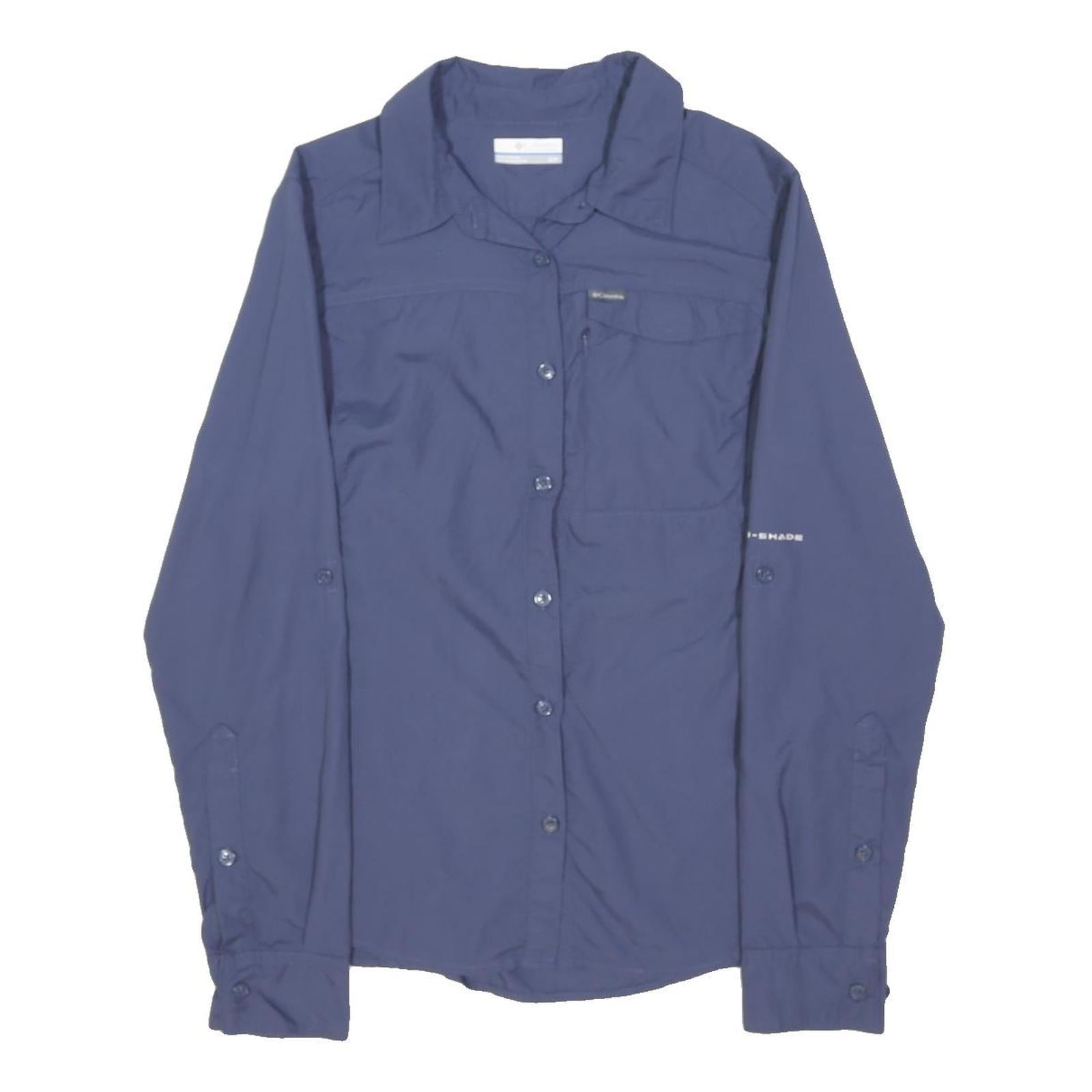 COLUMBIA Womens Blue Nylon Shirt S Outdoor Lightweight Button Up Casual