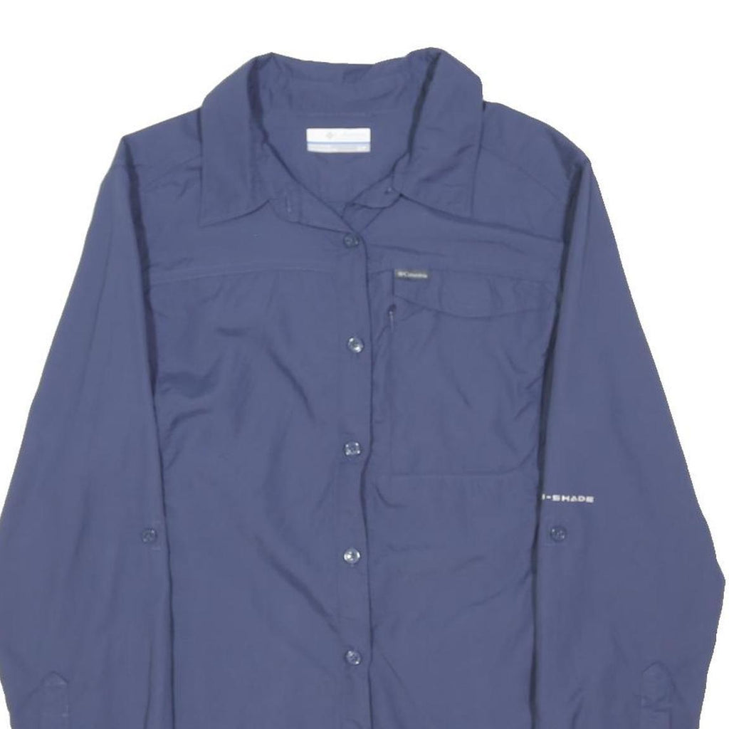 COLUMBIA Womens Blue Nylon Shirt S Outdoor Lightweight Button Up Casual