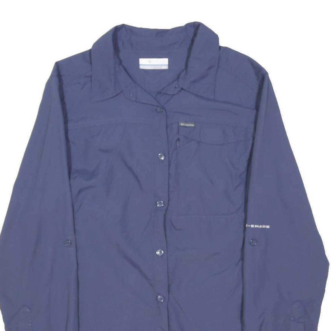 COLUMBIA Womens Blue Nylon Shirt S Outdoor Lightweight Button Up Casual