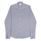 NEXT Mens Blue & White Check Shirt L Button Down Collar Long Sleeve Smart