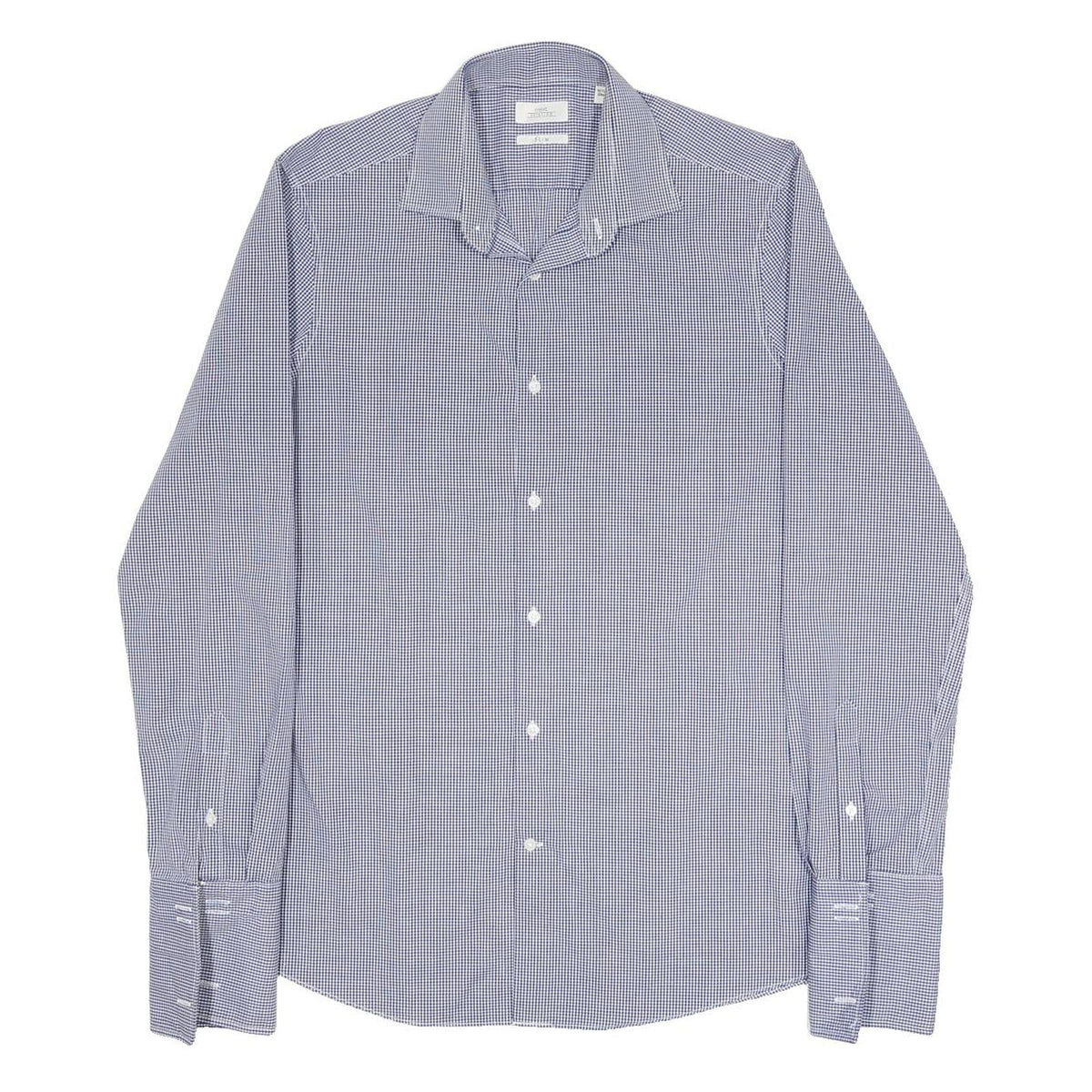 NEXT Mens Blue & White Check Shirt L Button Down Collar Long Sleeve Smart