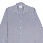 NEXT Mens Blue & White Check Shirt L Button Down Collar Long Sleeve Smart