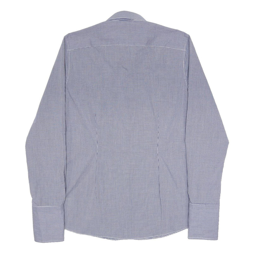 NEXT Mens Blue & White Check Shirt L Button Down Collar Long Sleeve Smart
