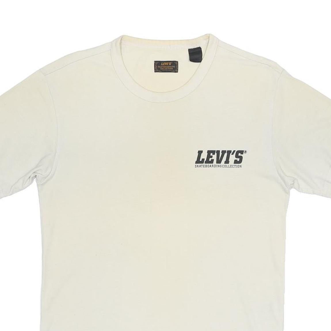 LEVI'S Mens White Skateboarding Collection Graphic T-Shirt S Short Sleeve Crew