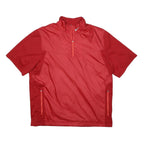 NIKE Mens Red Short Sleeve Jacket L Polyester Plain Zip Pockets Sportswear