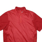 NIKE Mens Red Short Sleeve Jacket L Polyester Plain Zip Pockets Sportswear