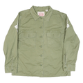 LEVI'S Womens Green Cotton Blend Shirt Jacket L Button Plain Floral Embroidered