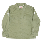 LEVI'S Womens Green Cotton Blend Shirt Jacket L Button Plain Floral Embroidered