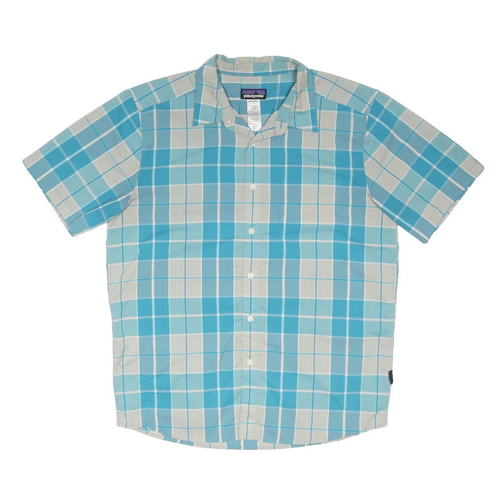 PATAGONIA Mens Blue Beige Check Shirt M Lightweight Casual Summer Button Shirt