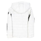 DKNY Womens White & Black Hooded Zip Jacket M Polyester Blend Sport Casual
