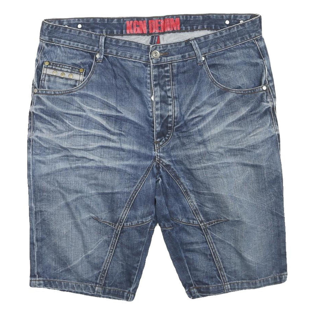 KGN DENIM Mens Denim Blue Casual Shorts XL W40 Cotton Blend Stylish