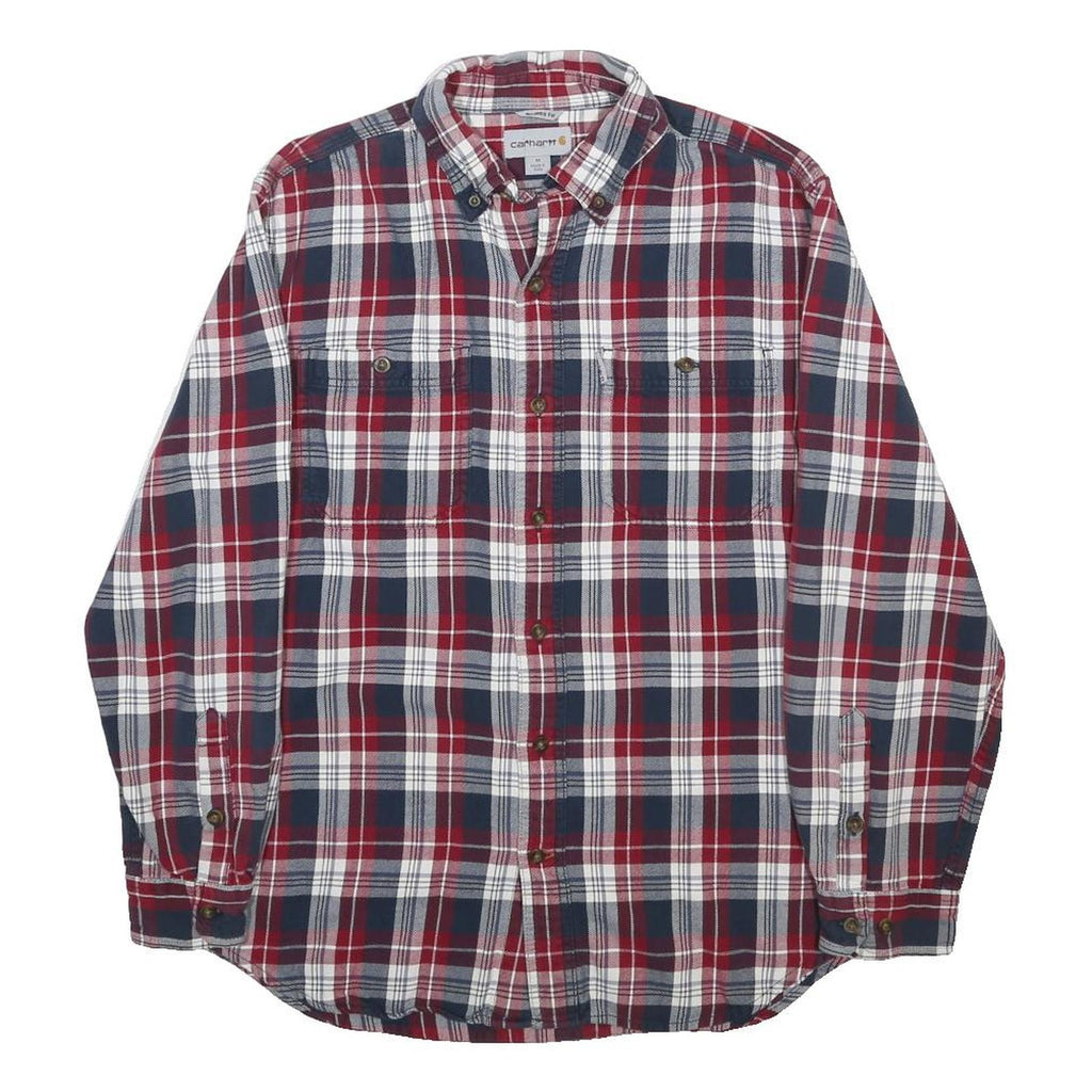 CARHARTT Mens Red & Navy Check Shirt M Button Down Collar Casual Workwear