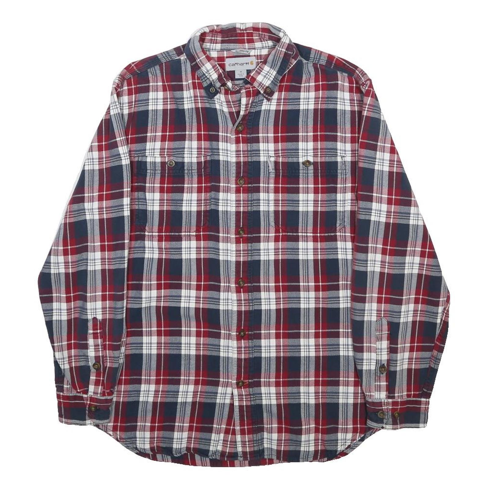 CARHARTT Mens Red & Navy Check Shirt M Button Down Collar Casual Workwear